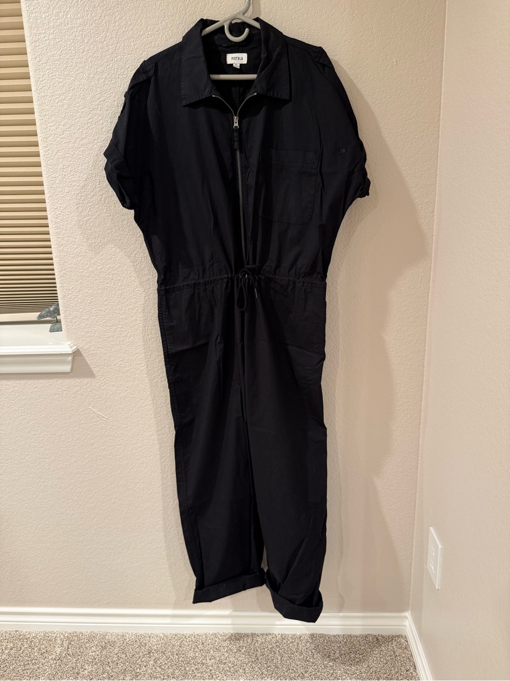 pistola Black Utility Jumpsuit with Drawstring Waist